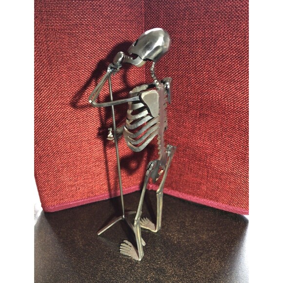 Metal Skeleton Sculpture Of Singer Handmade Gift For Vocalist Band Member Gift - Picture 3 of 8